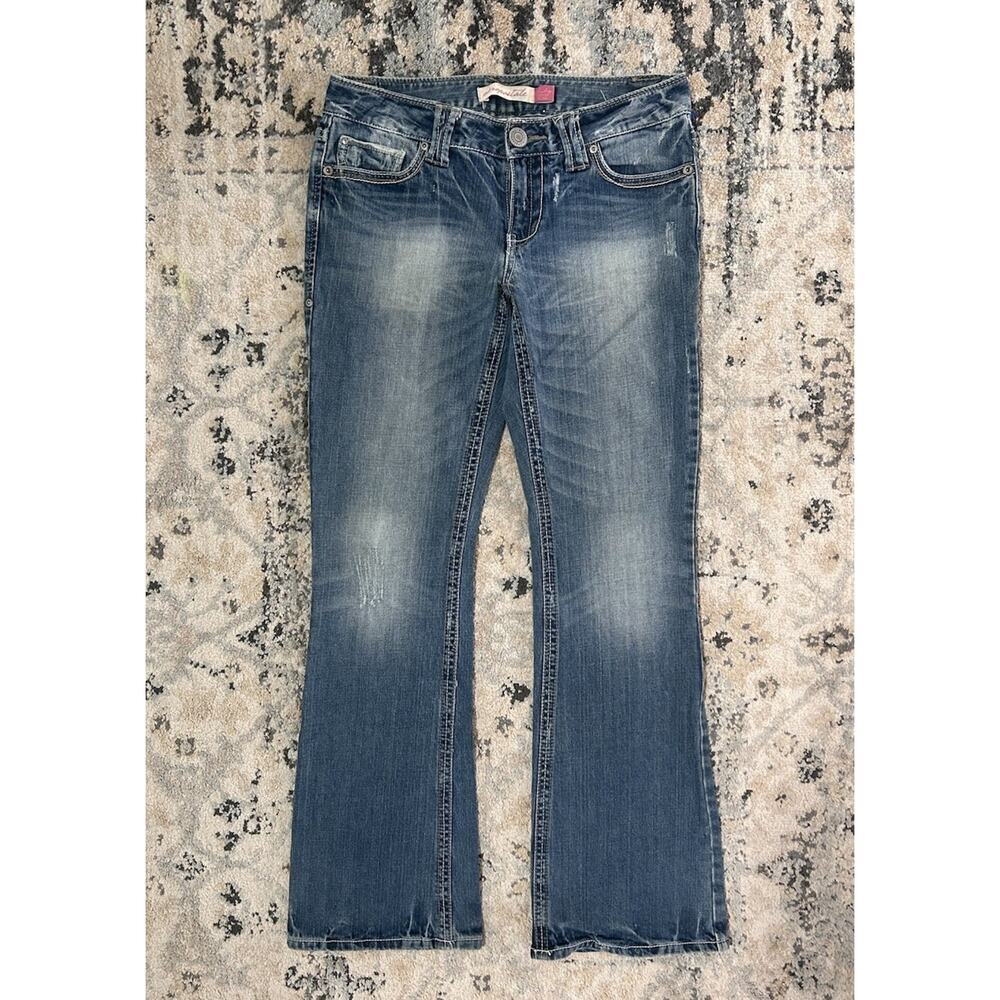 Aeropostale Hailey Skinny Flare Jeans Low Rise Womens 5/6 Y2K Stretch Blue Denim
